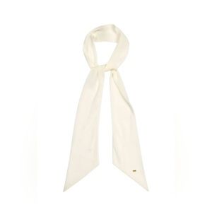 New With Tag Saint Laurent Pure White Lavalliere Logo Plaque Silk Scarf $395.00